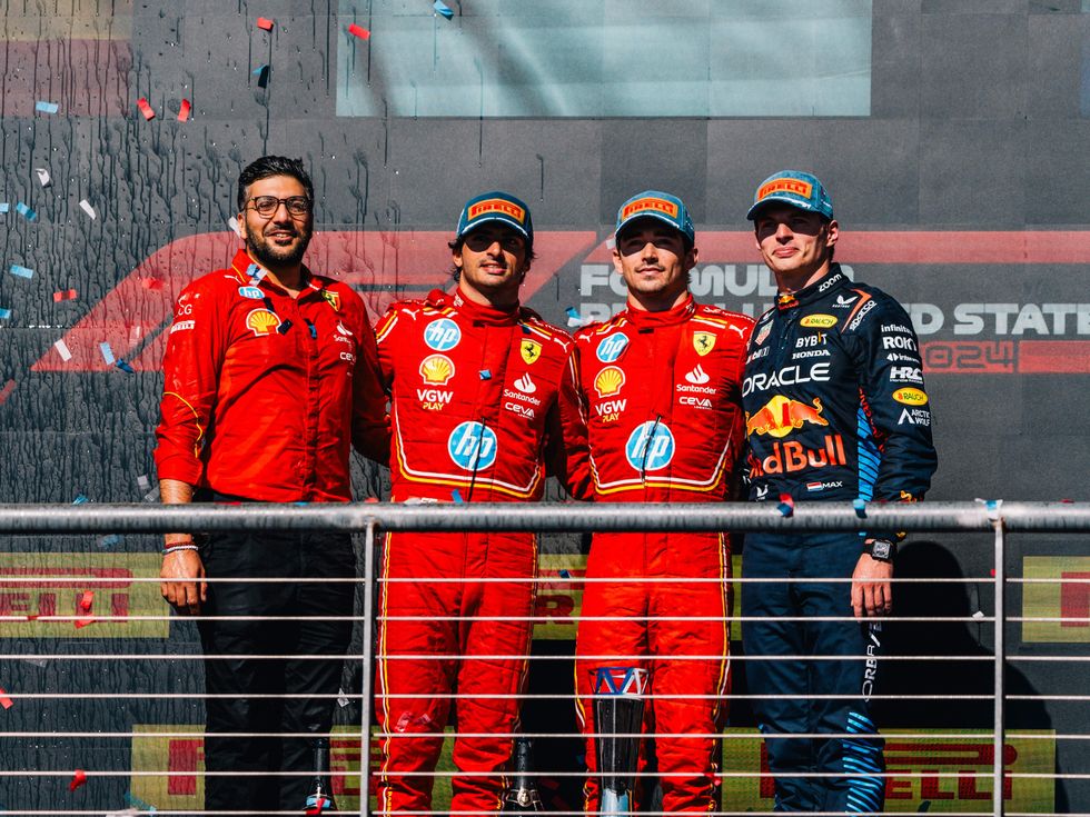 2024 Formula 1 United States Grand Prix at Circuit of the Americas in Austin, Texas, Carlos Sainz, Charles Leclerc, and Max Verstappen