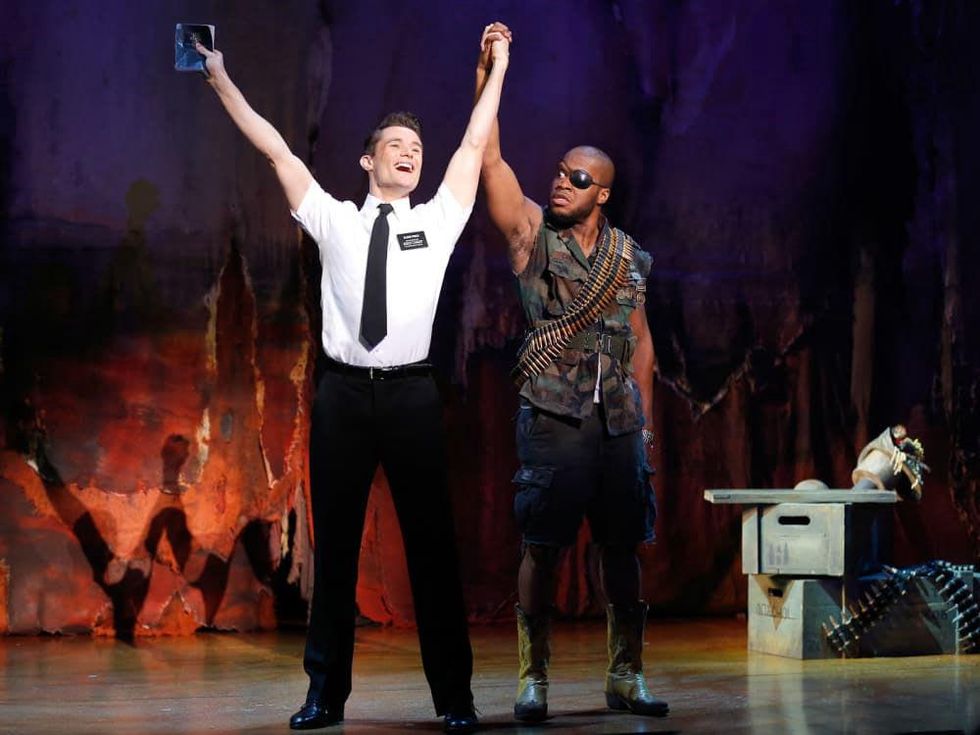 5 The Book of Mormon at the Hobby Center September 2013 Mark Evans and Derrick Williams