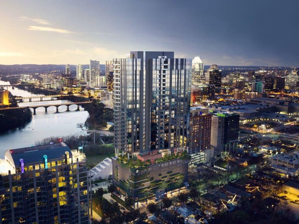 70 Rainey condo high rise development residential tower rendering downtown Austin Rainey Street
