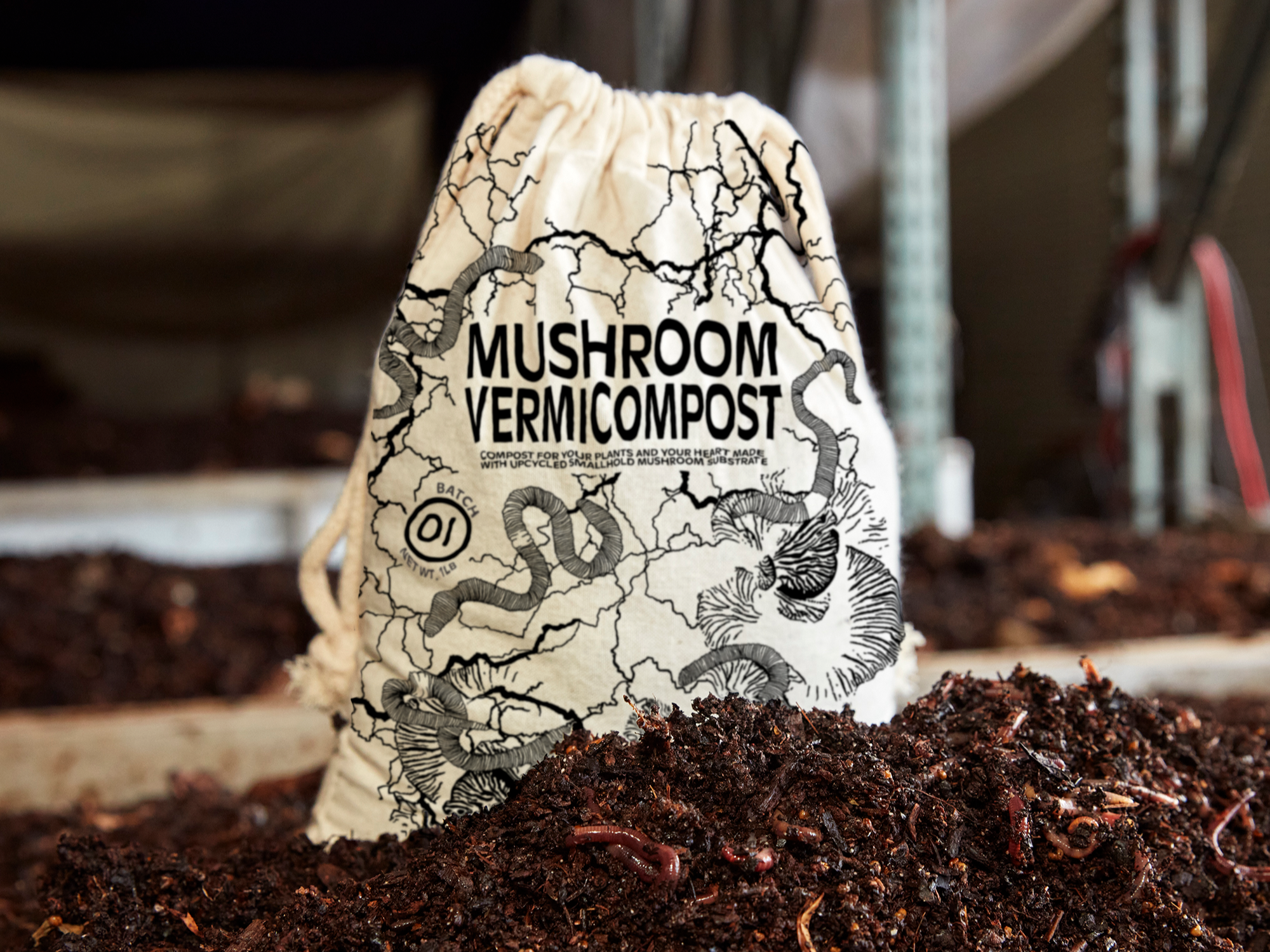 A bag of vermicompost by Buda's Smallhold and Austin's Brothers Worm Farm