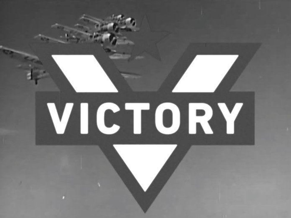 Alamo Drafthouse Victory logo in vintage newsreel