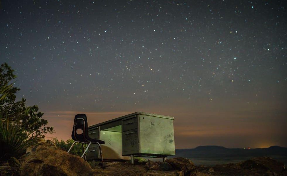 alpine night sky and the desk