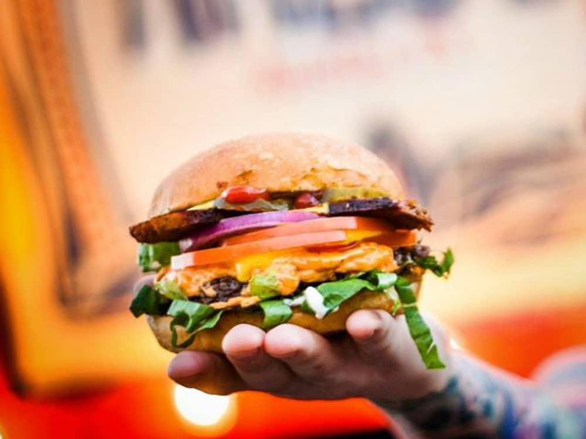 Arlo's food truck_veggie burger_vegetarian_bacon cheese burger_2015