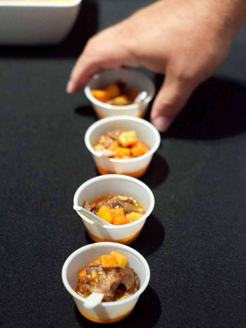 Art Bites Event at the Russell Collection in Austin Cafe Josie Red Curry Goat Coconut Quinoa Pickled Peppers Chef Brandon Fuller Artist Deborah Bigeleisen