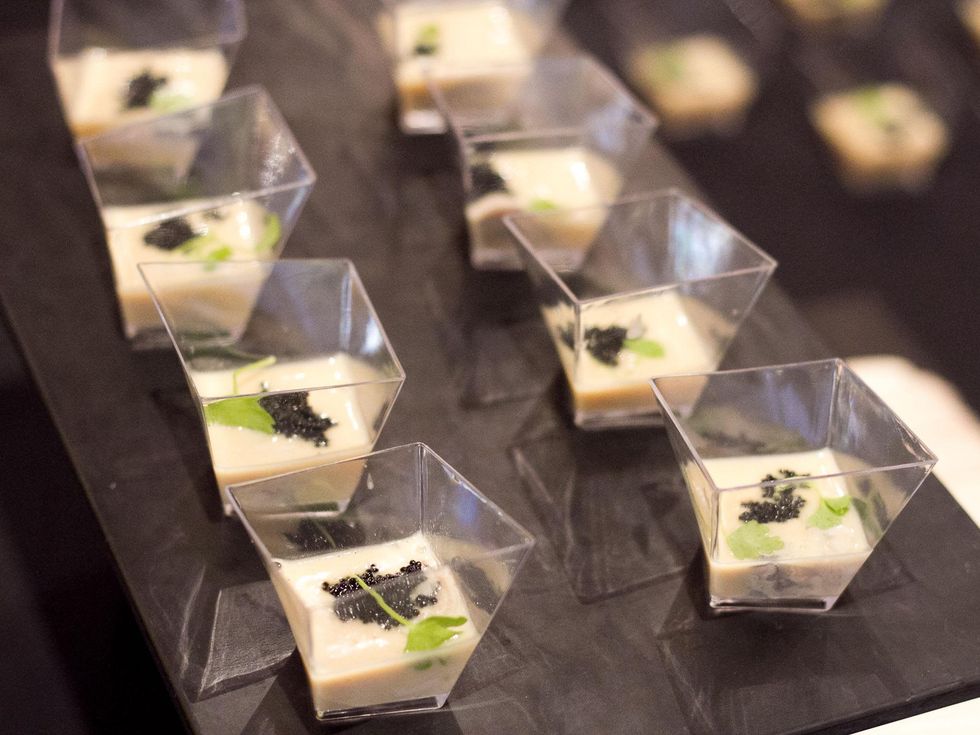 Art Bites Event at the Russell Collection in Austin Finn & Porter Foie Gras Veloute Oysters and Caviar Chef Peter Maffei Artist Salvador Dali