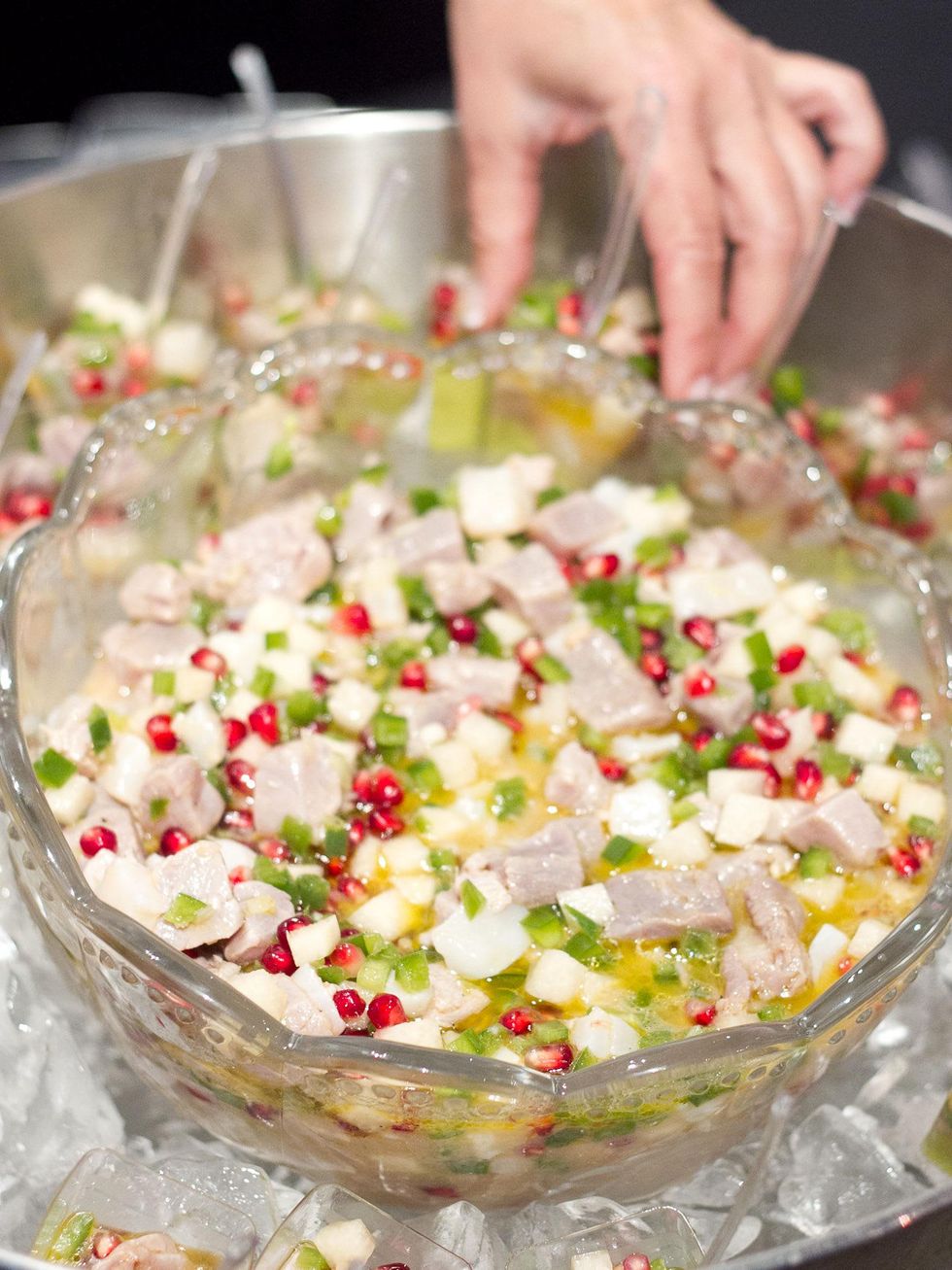 Art Bites Event at the Russell Collection in Austin Plate by Dzintra A Kiss From the Sea Ceviche with Pomegranate Habanera Spice Chef Dzintra Dzenis Artist Ash Almonte