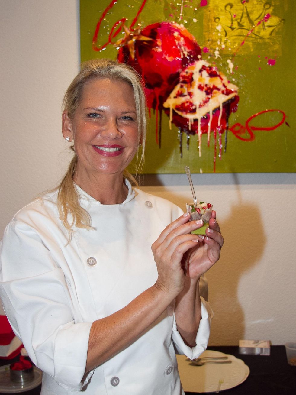 Art Bites Event at the Russell Collection in Austin Plate by Dzintra A Kiss From the Sea Ceviche with Pomegranate Habanera Spice Chef Dzintra Dzenis Artist Ash Almonte