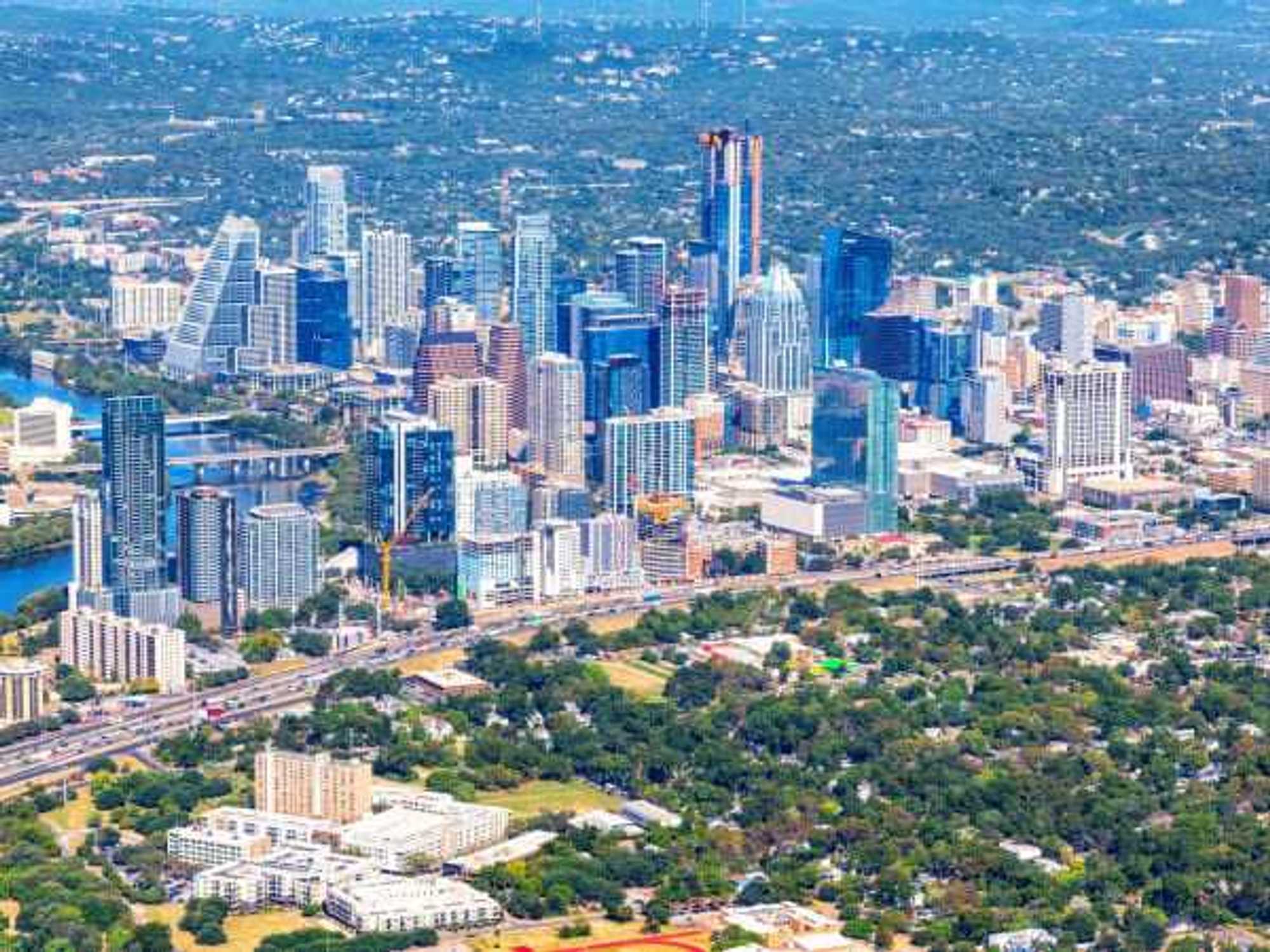 Austin aerial downtown skyline