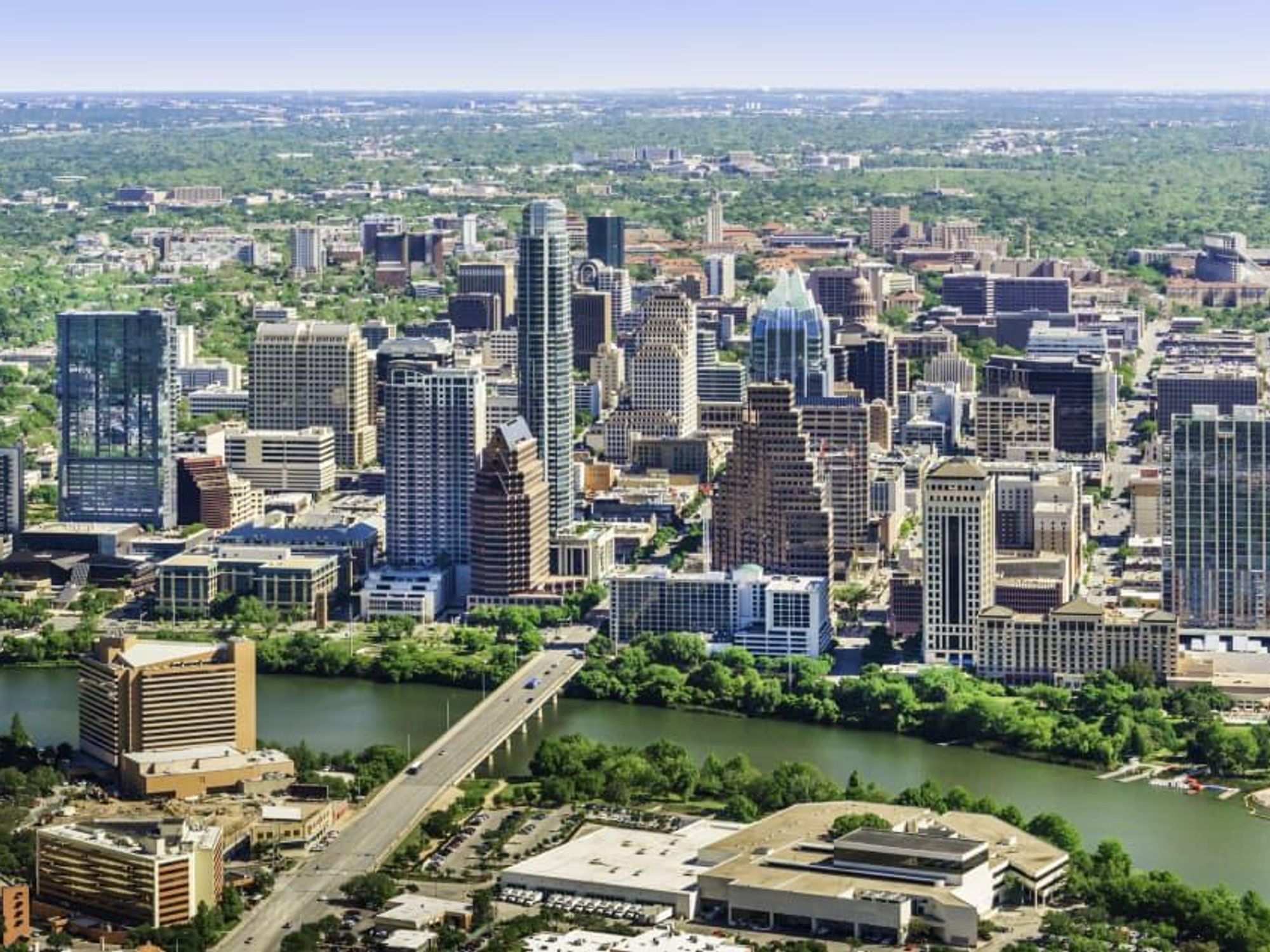 Austin aerial skyline with downtown
