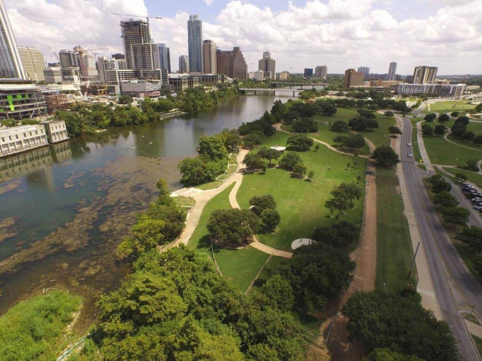 Austin aerial view downtown skyline