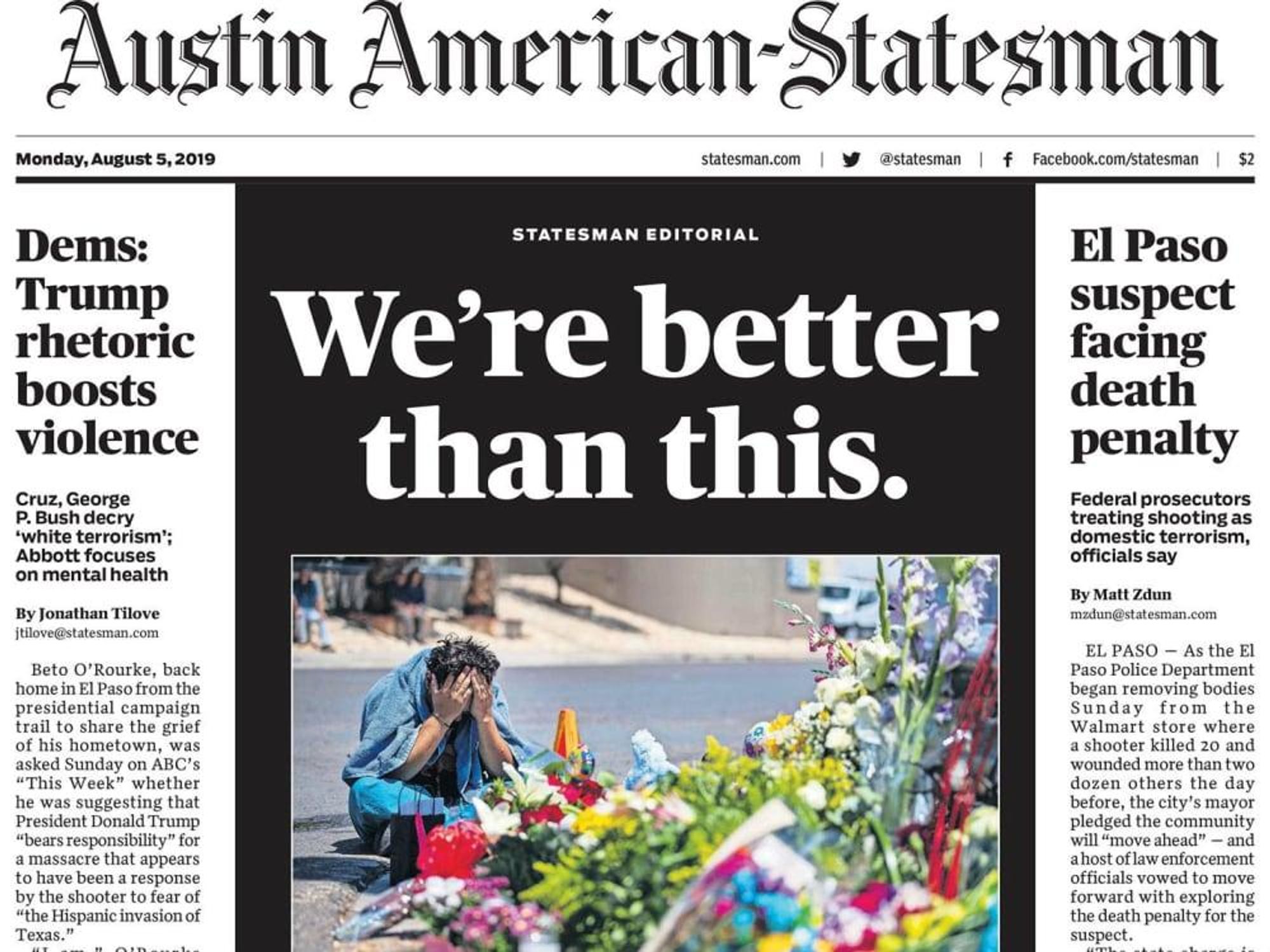 Austin American Statesman masthead August 5 2019