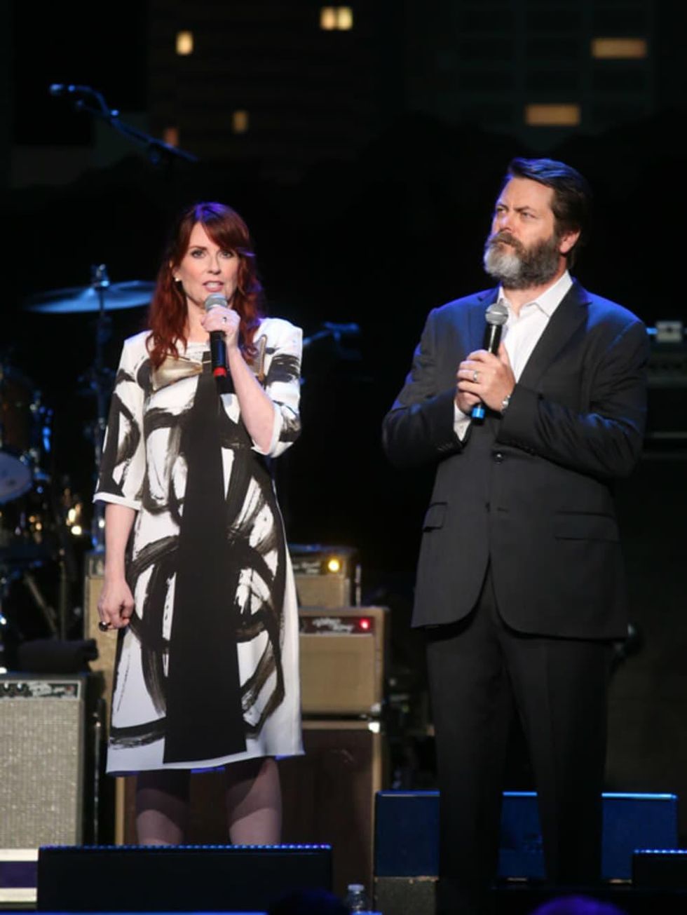 Austin City Limits Hall of Fame induction 2016 hosts Megan Mullally Nick Offerman