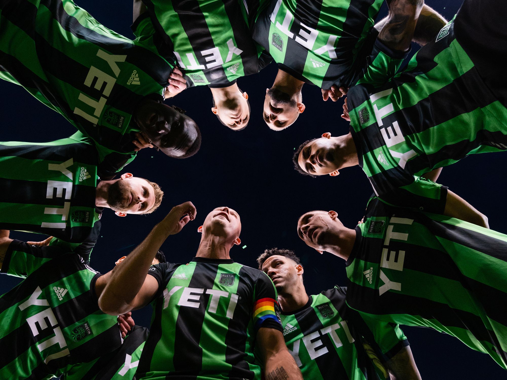 Austin FC players huddle
