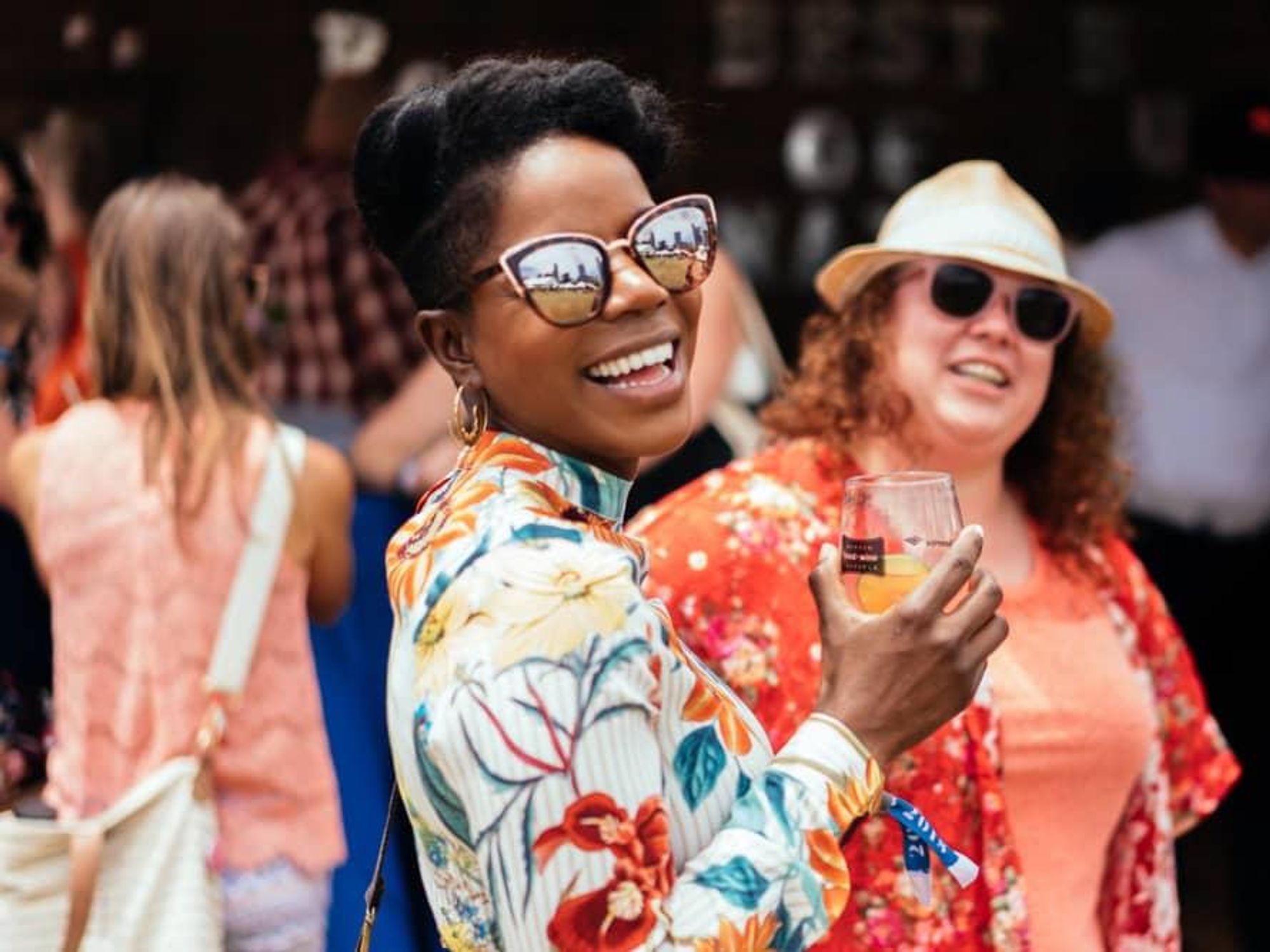 Austin Food and Wine Festival auditorium shores woman drinking wine
