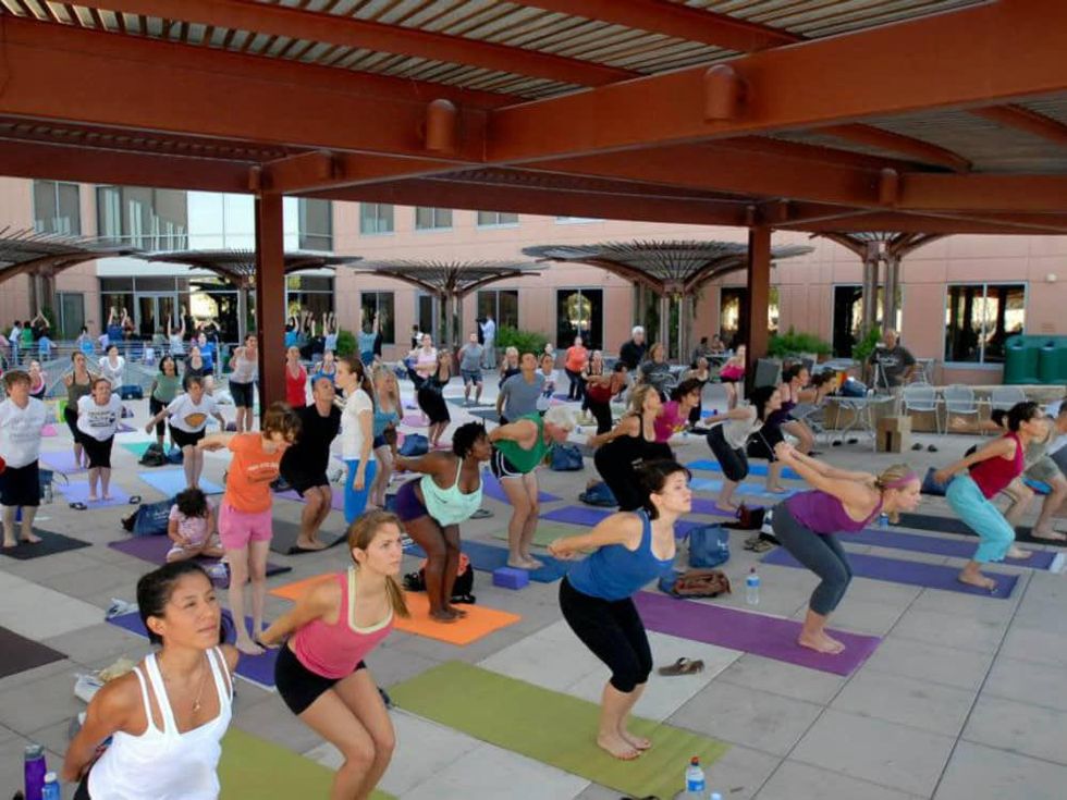 Austin Free Day of Yoga participants outdoors