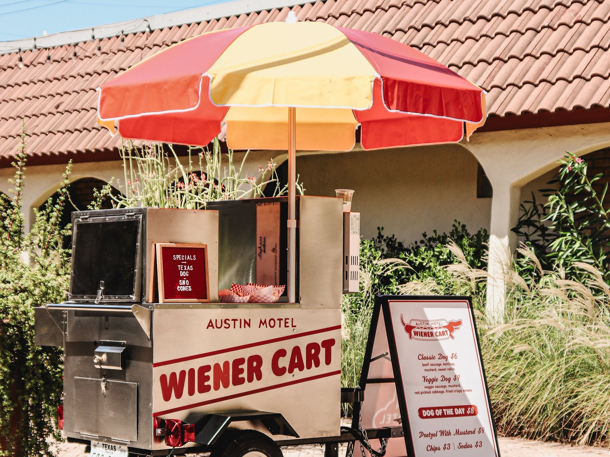 Austin Motel hot dog cart wiener cart
