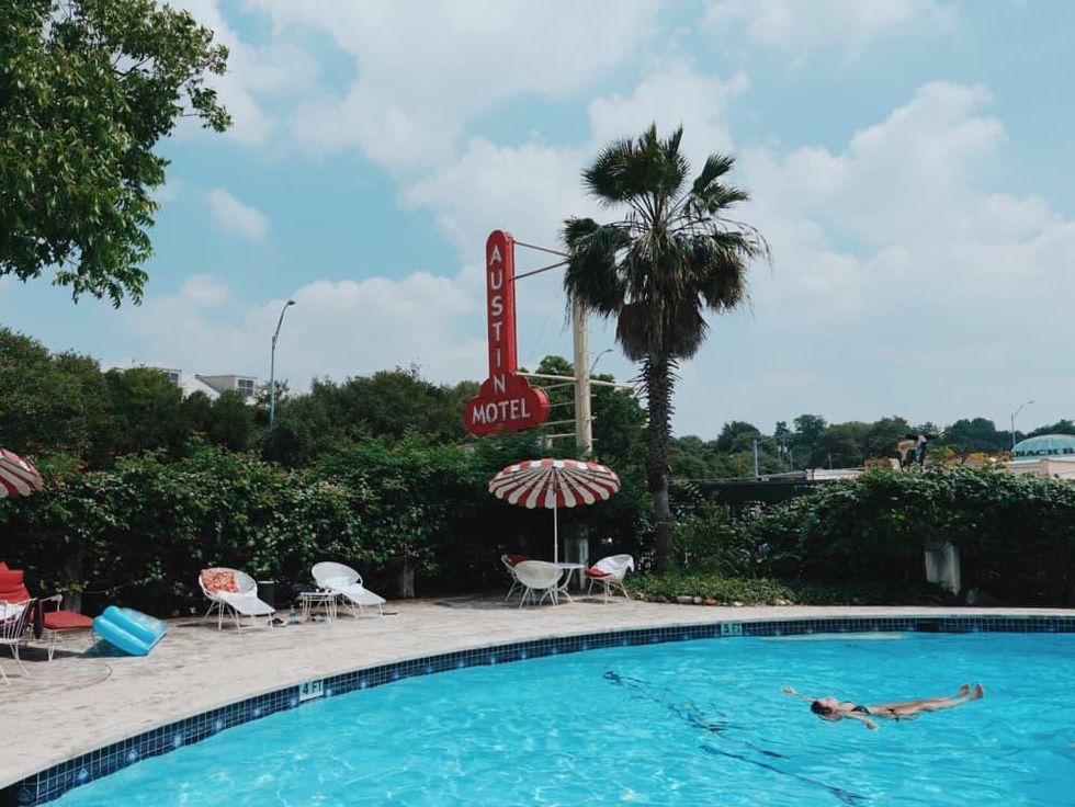 Austin Motel South Congress hotel Bunkhouse pool sign