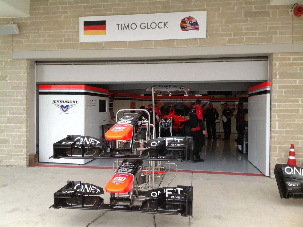 Austin Photo: Kevin_Marussia garage Formula 1_November 2012_glock garage