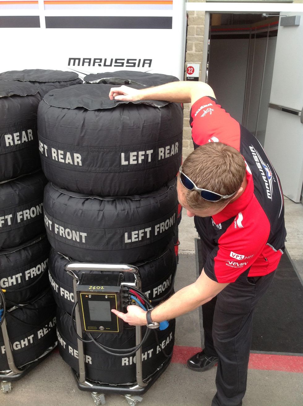 Austin Photo: Kevin_Marussia garage Formula 1_November 2012_tire warmer