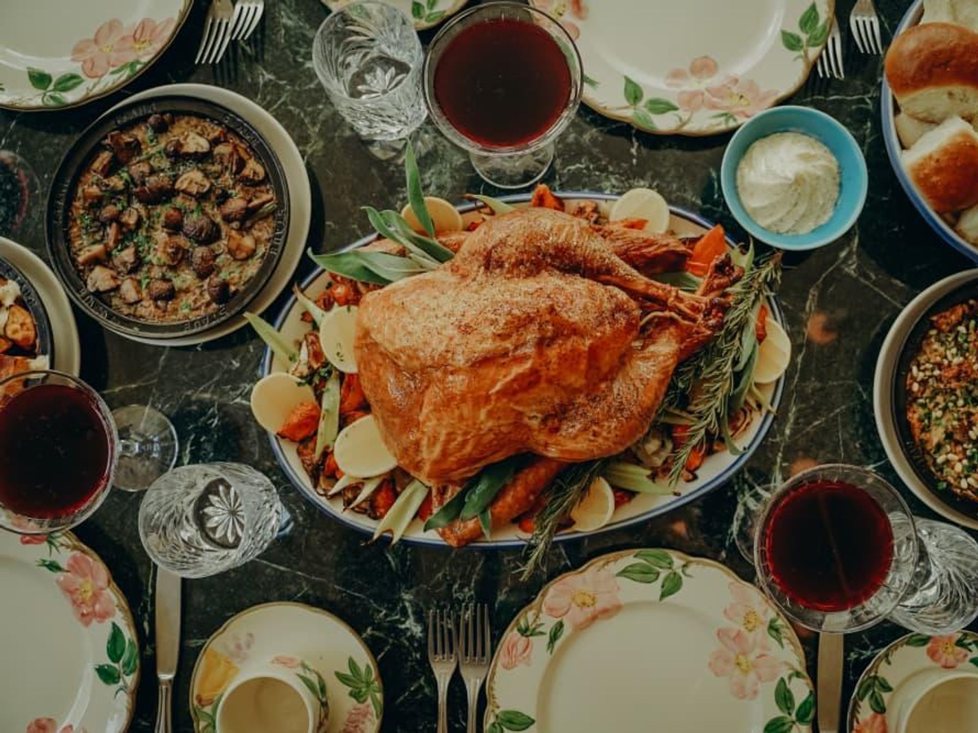 Austin Proper The Peacock traditional thanksgiving spread meal dinner table