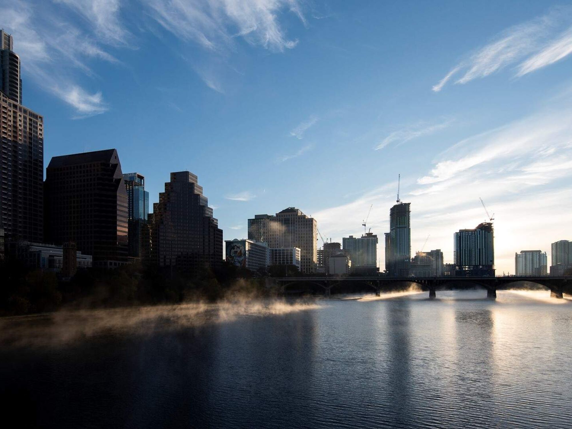 Austin skyline and water