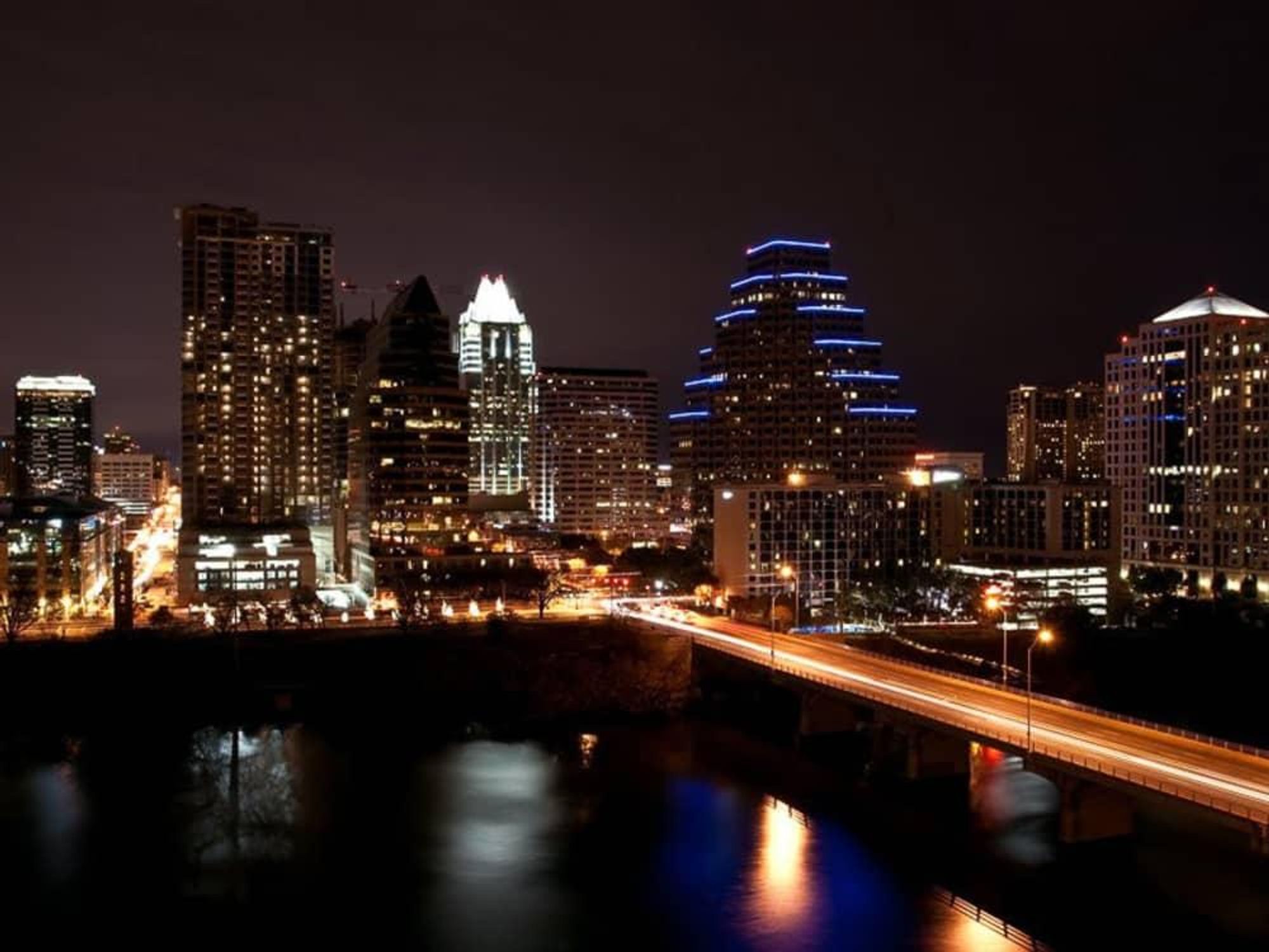 Austin skyline downtown at night