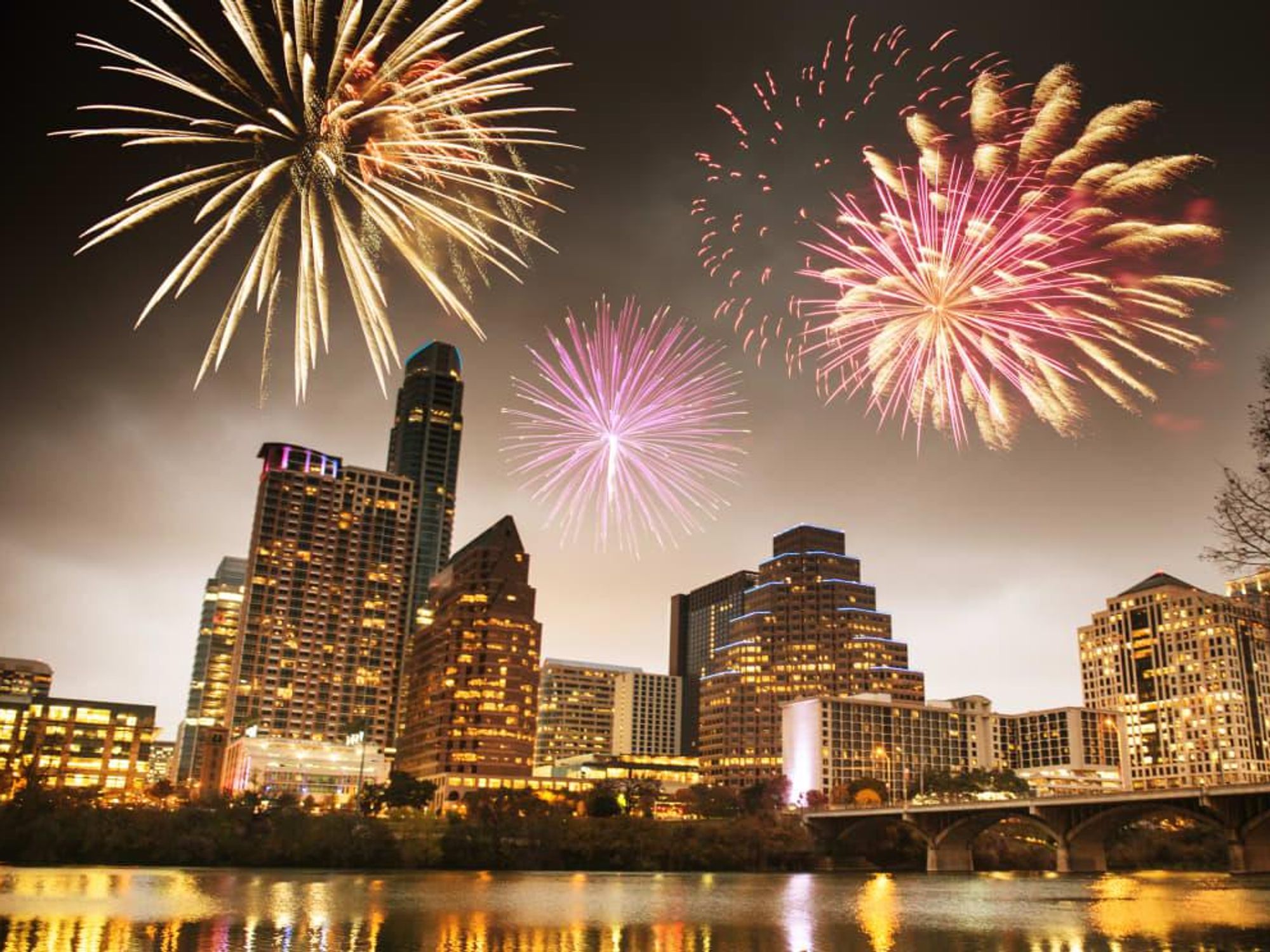 Austin skyline fireworks