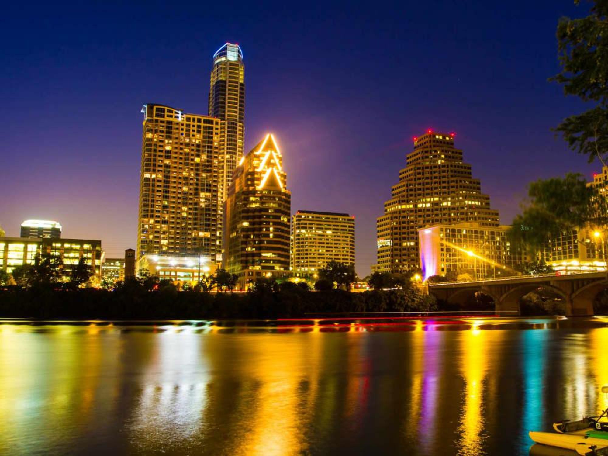 Austin skyline night downtown