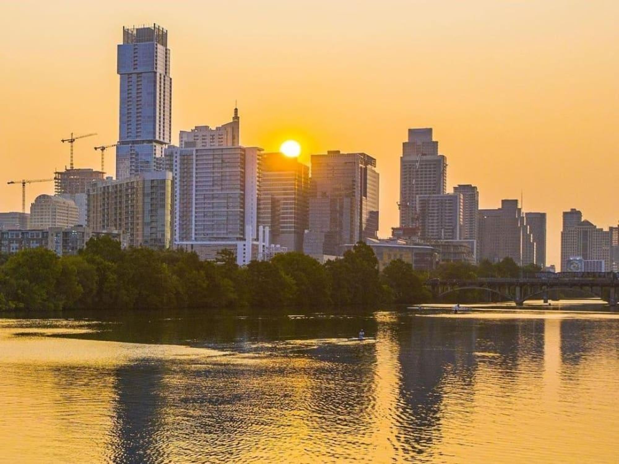 Austin skyline with lake