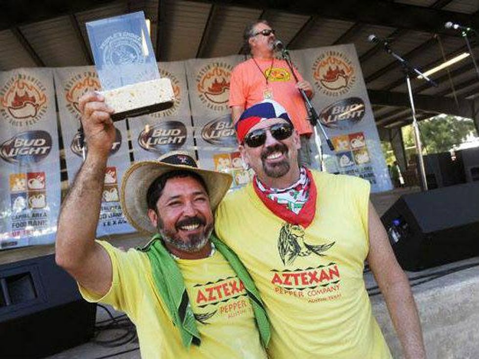 AzTexan team with trophy at Austin Chronicle Hot Sauce Festival 2014