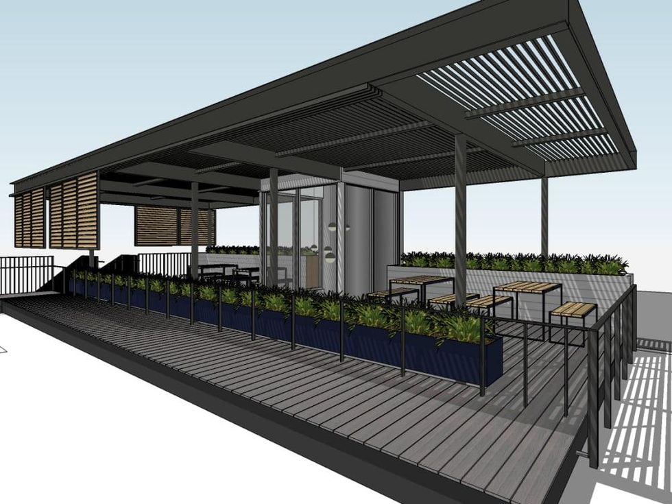 Backbeat bar South Lamar rooftop patio bar close up rendering December 2015
