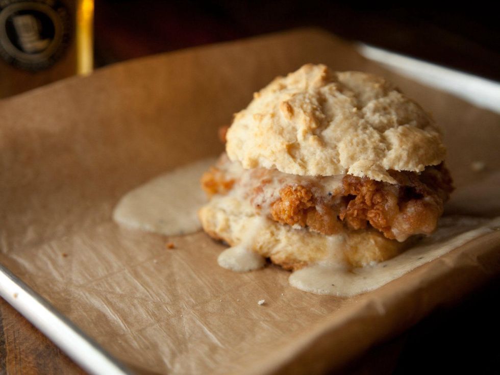 Banger's chicken fried chicken biscuit sandwich