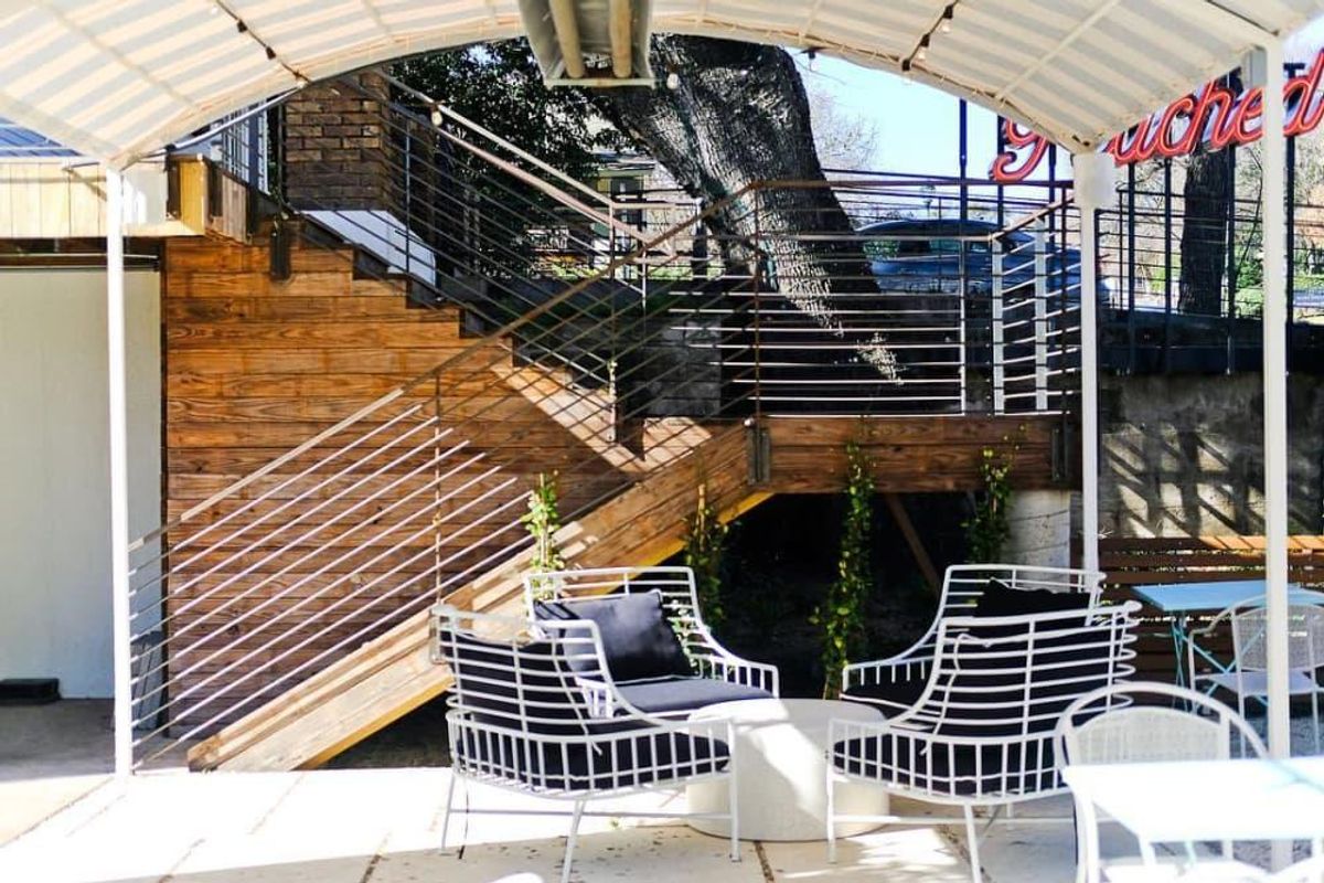 Dividers and landscaping give an intimate feel to Bar Peached's patio