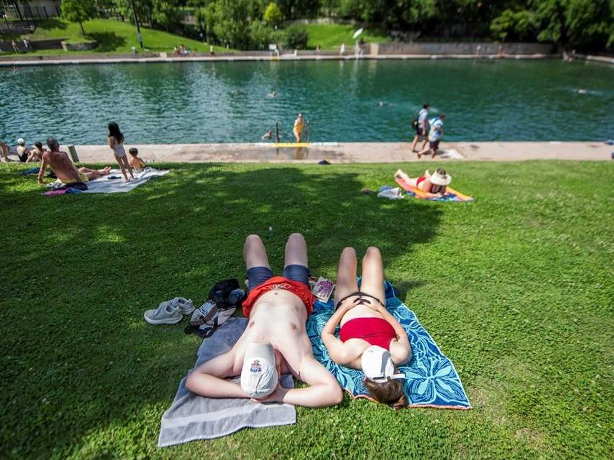 Barton Springs Pool Austin lawn