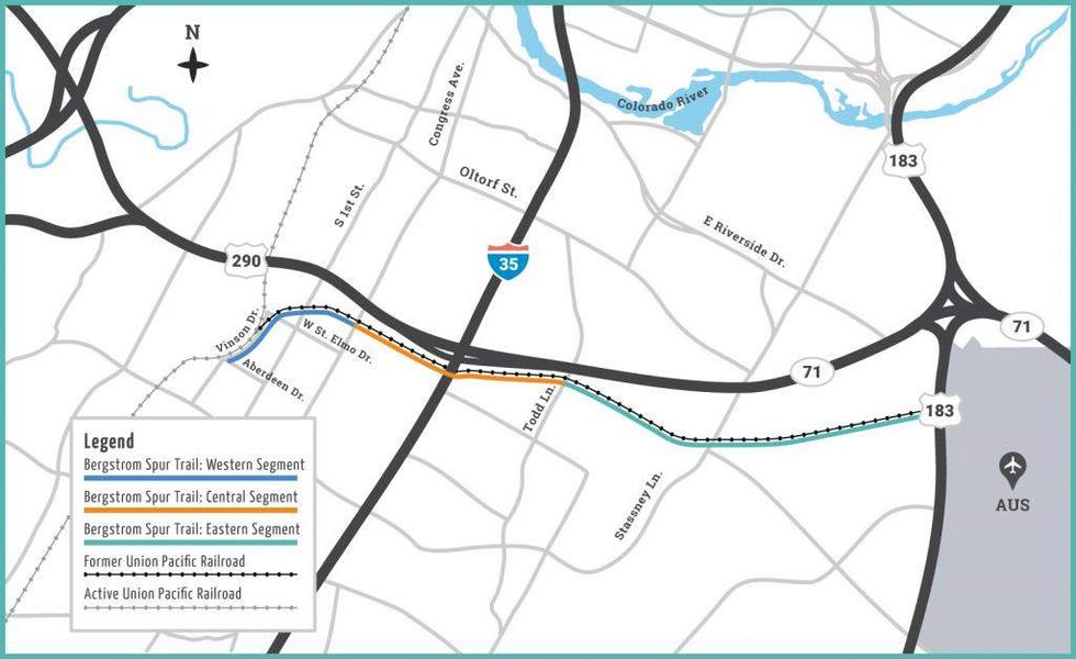 Bergstrom Spur Trail Austin map
