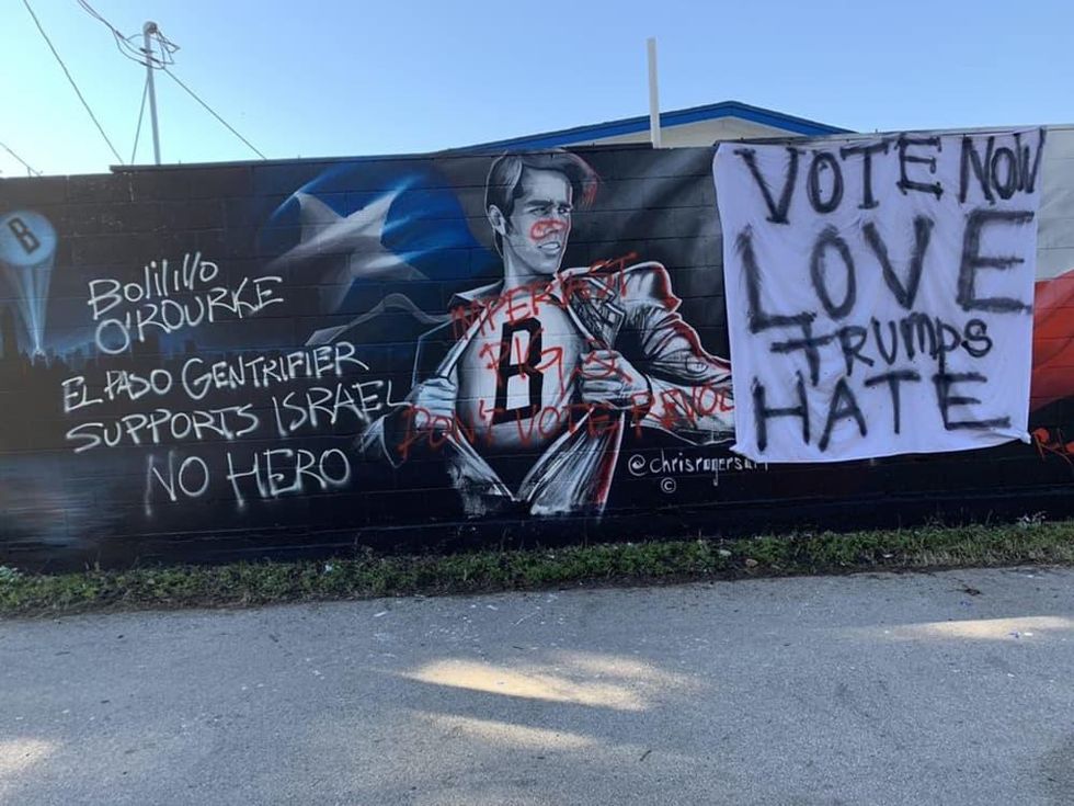 Beto O'Rourke mural vandalized Austin