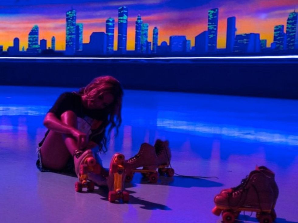 Beyonce at Houston skating rink July 2014