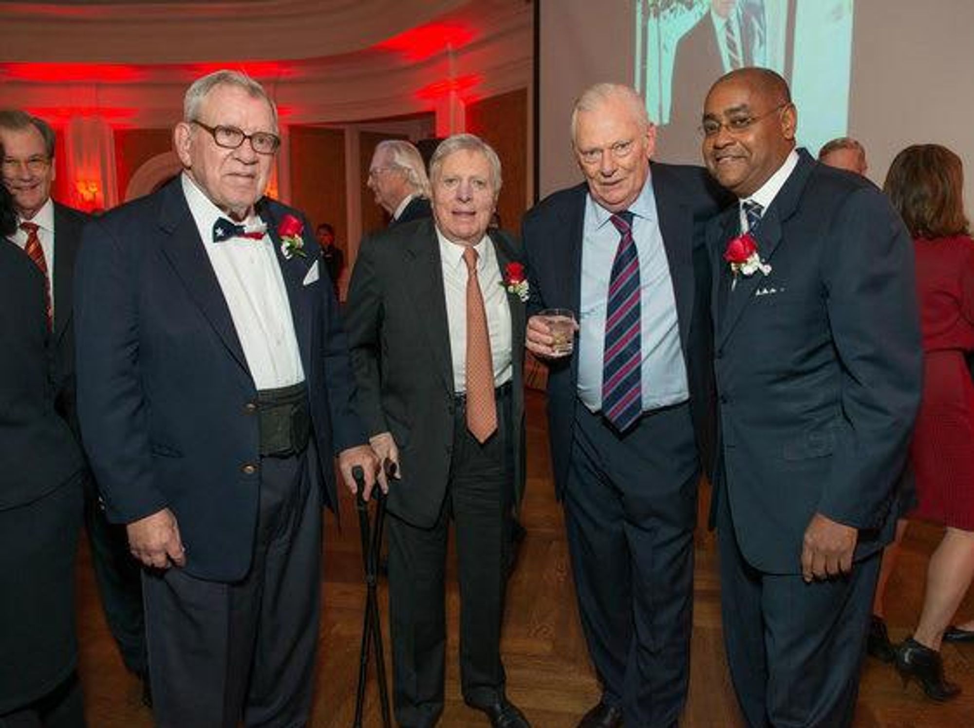 Bill Hobby, from left, Joe Jamail, Herb Kelleher and Rodney Ellis at the Bill Hobby Roast January 2015