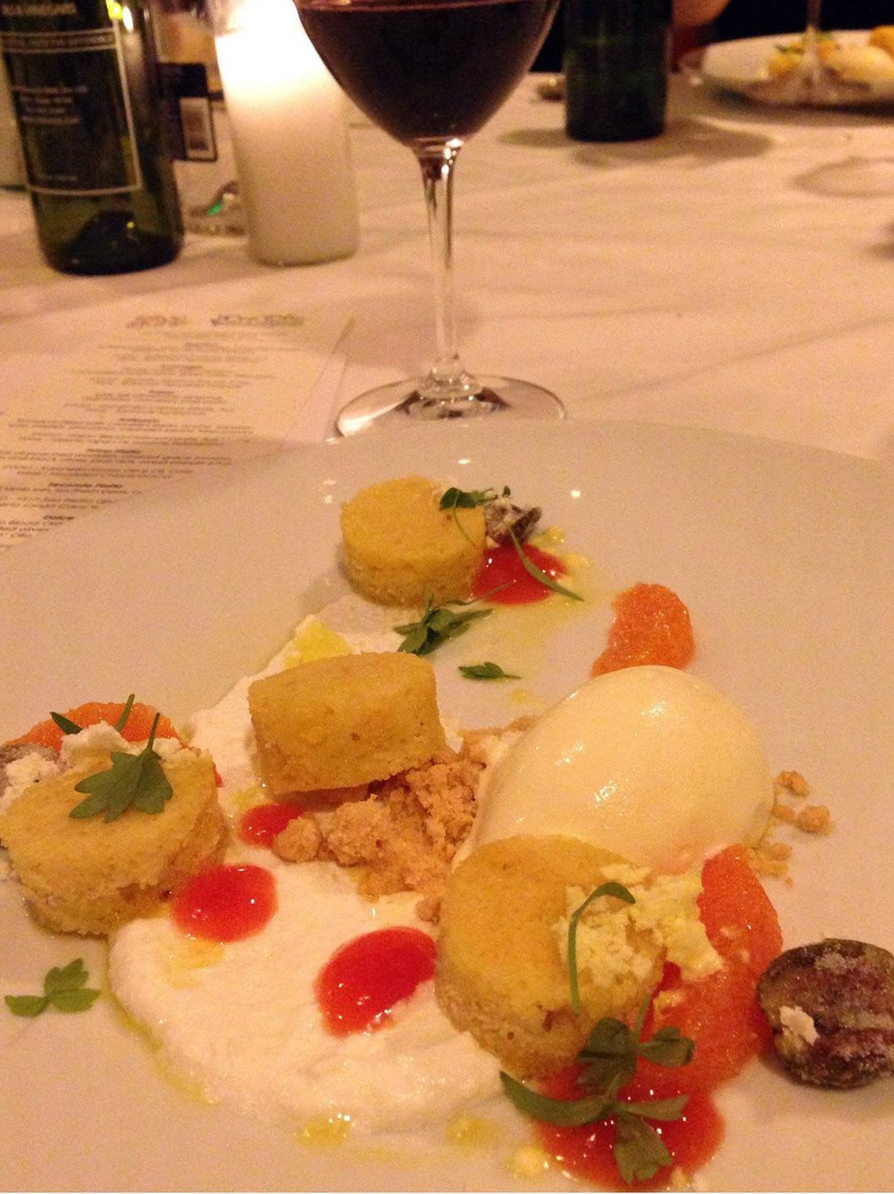 Blood orange EVOO cake and gelato