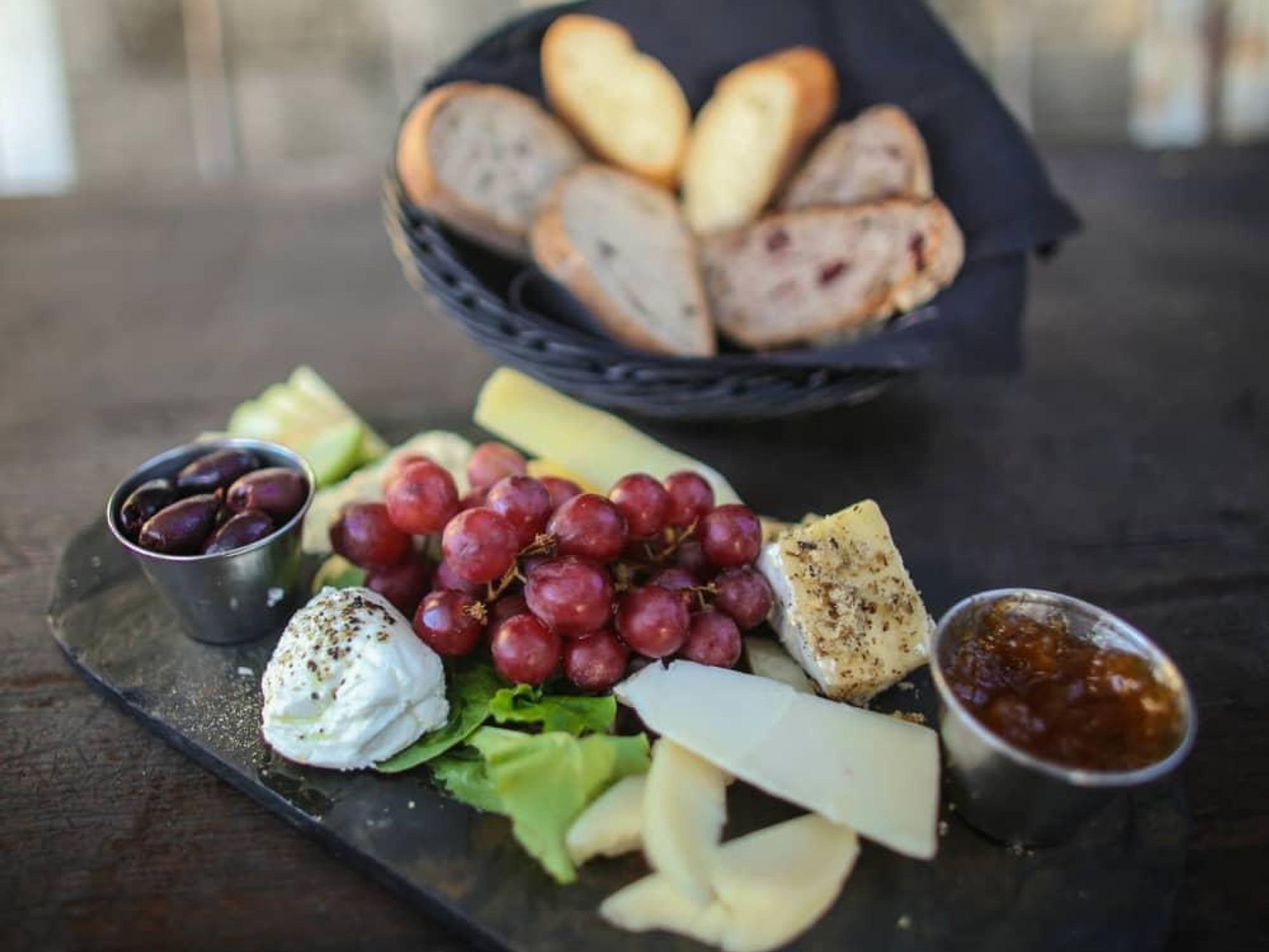 Blue Dahlia Bistro cheese board plate