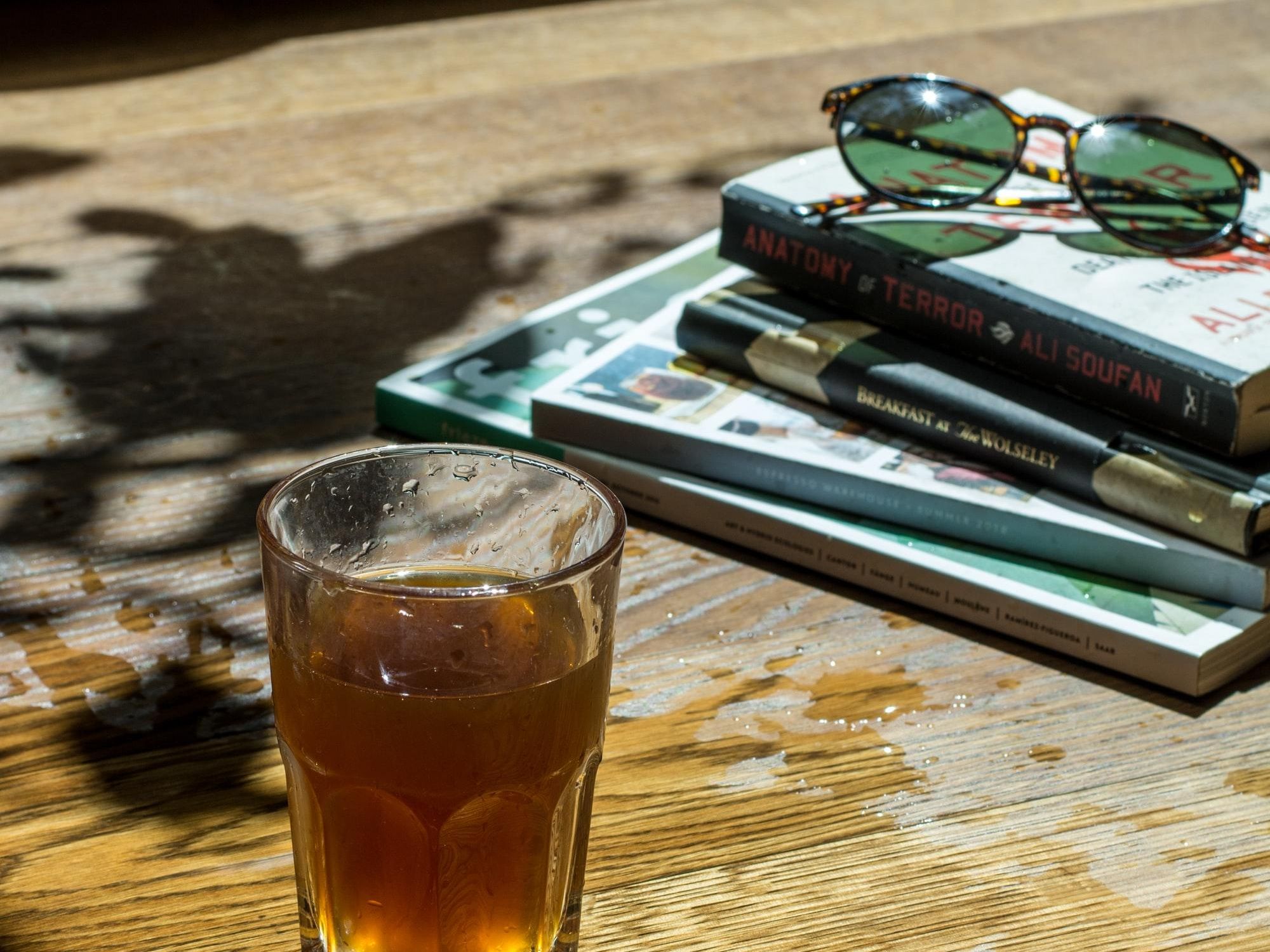 Book and spilled drink