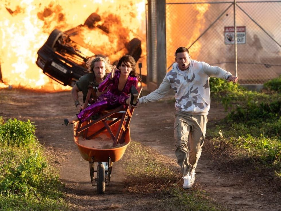 Brad Pitt, Sandra Bullock, and Channing Tatum in The Lost City