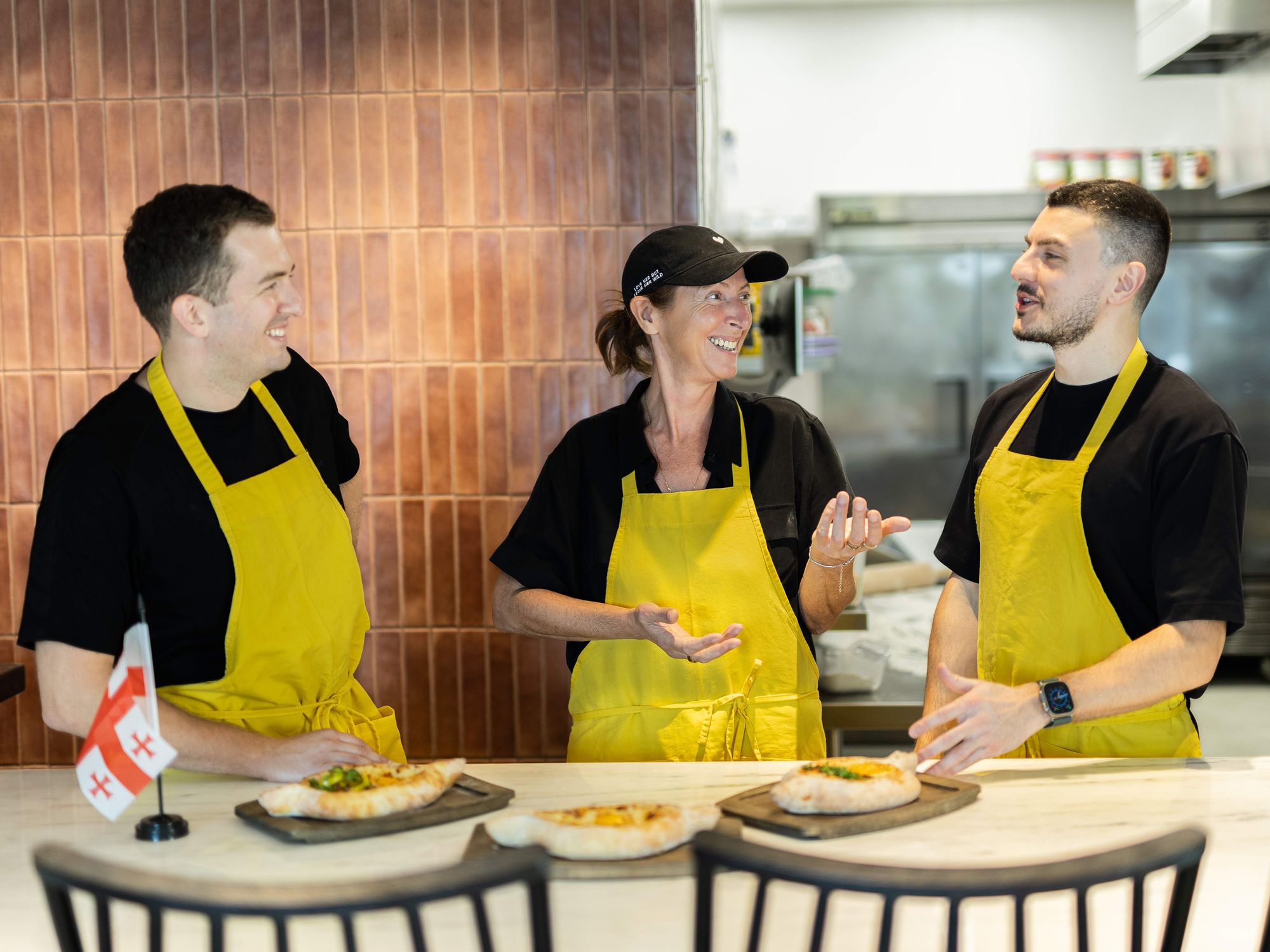 Bread Boat founders Giorgi Sharabidze, Saba Shonia, and Chef Khatuna Kopaliani