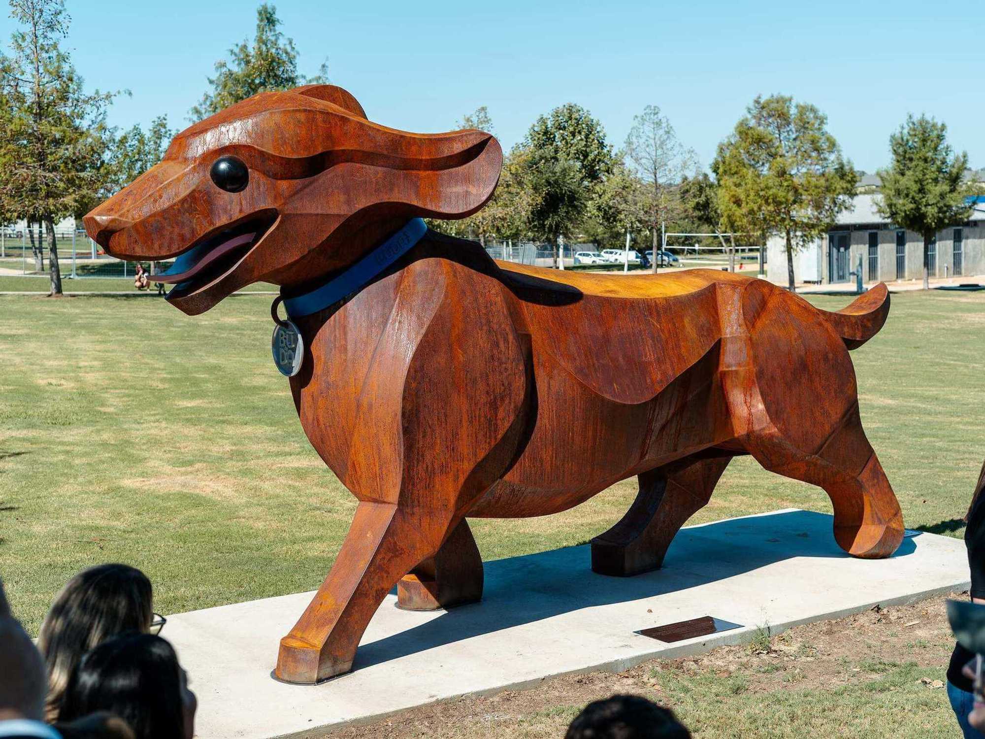 Guide Dog Statue Giant wiener dog sculpture runs into Buda City Park - CultureMap Austin
