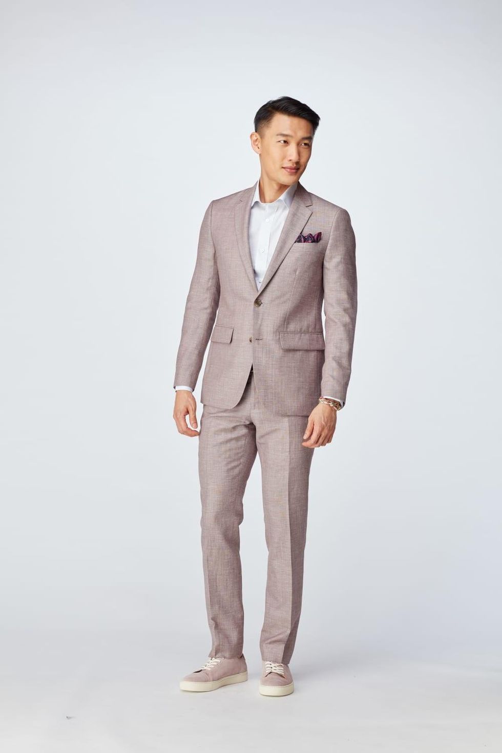 Burgundy Chambray Wool Linen Suit