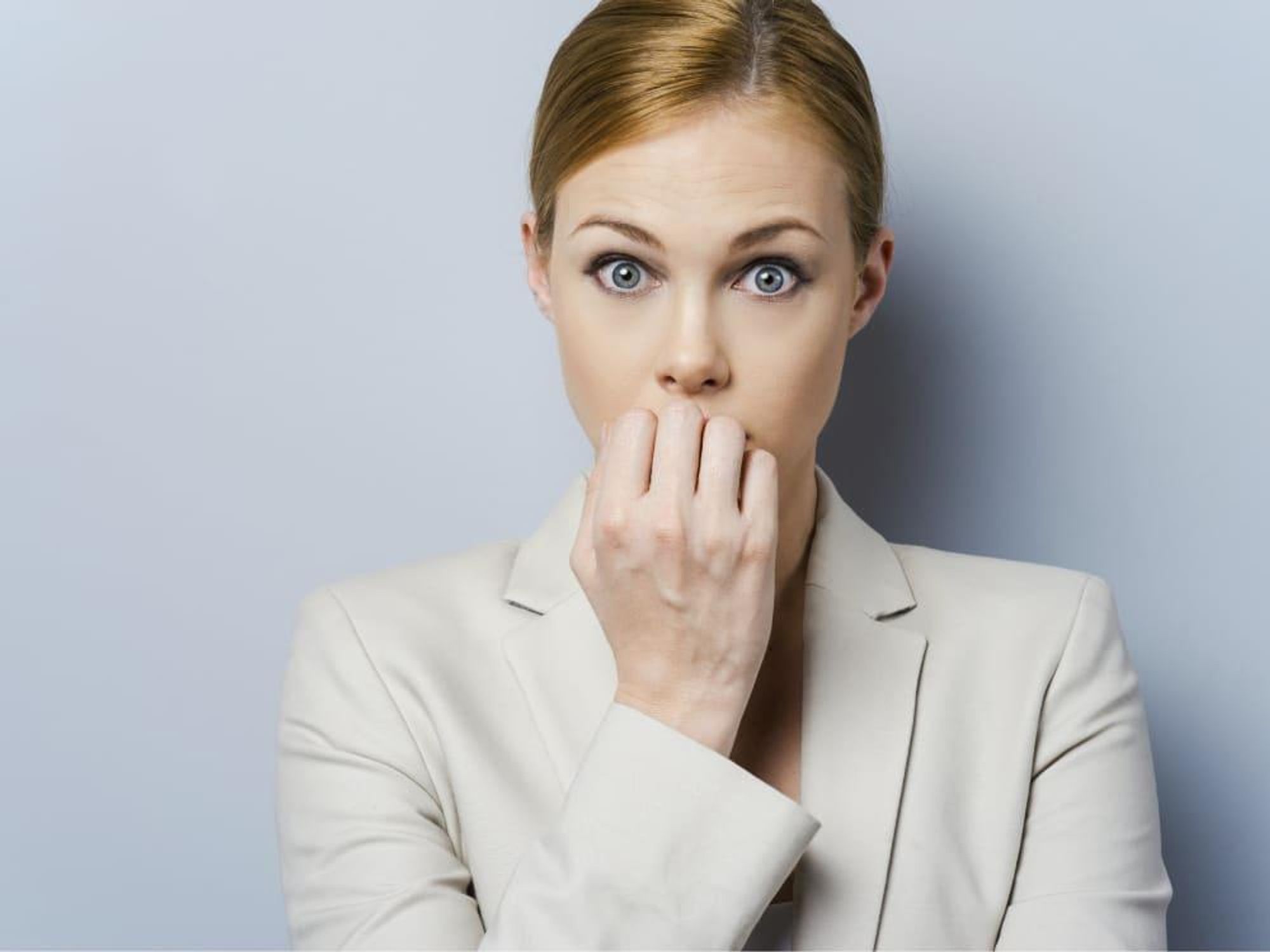 Business woman looking nervous