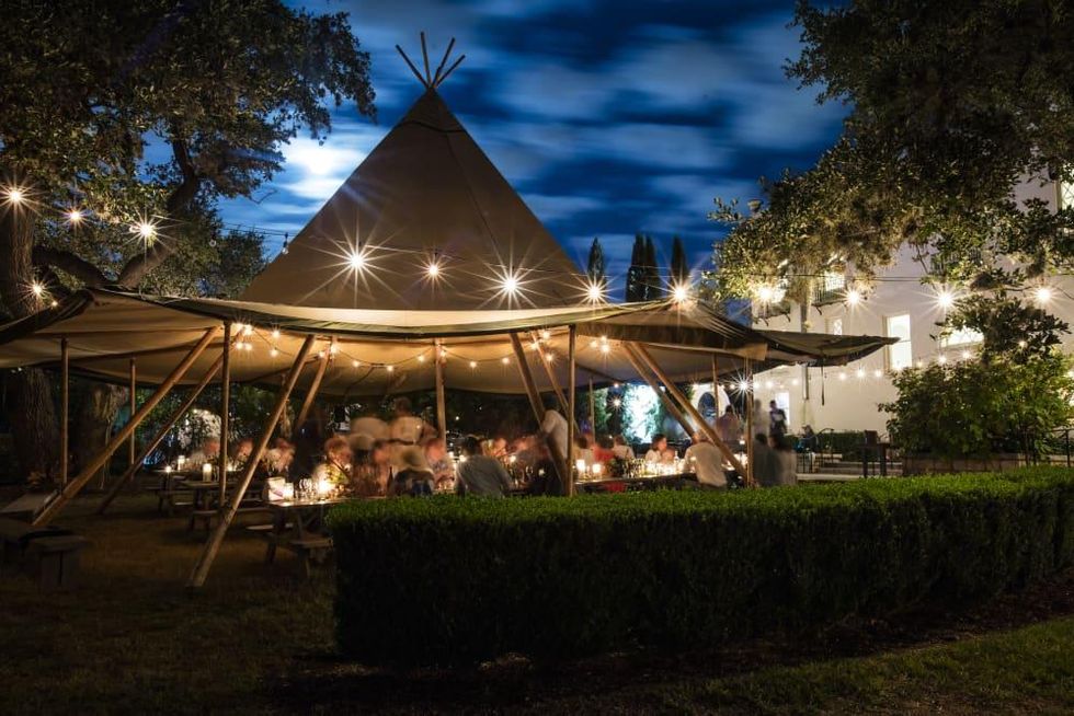 Camp Contemporary, tent with lights