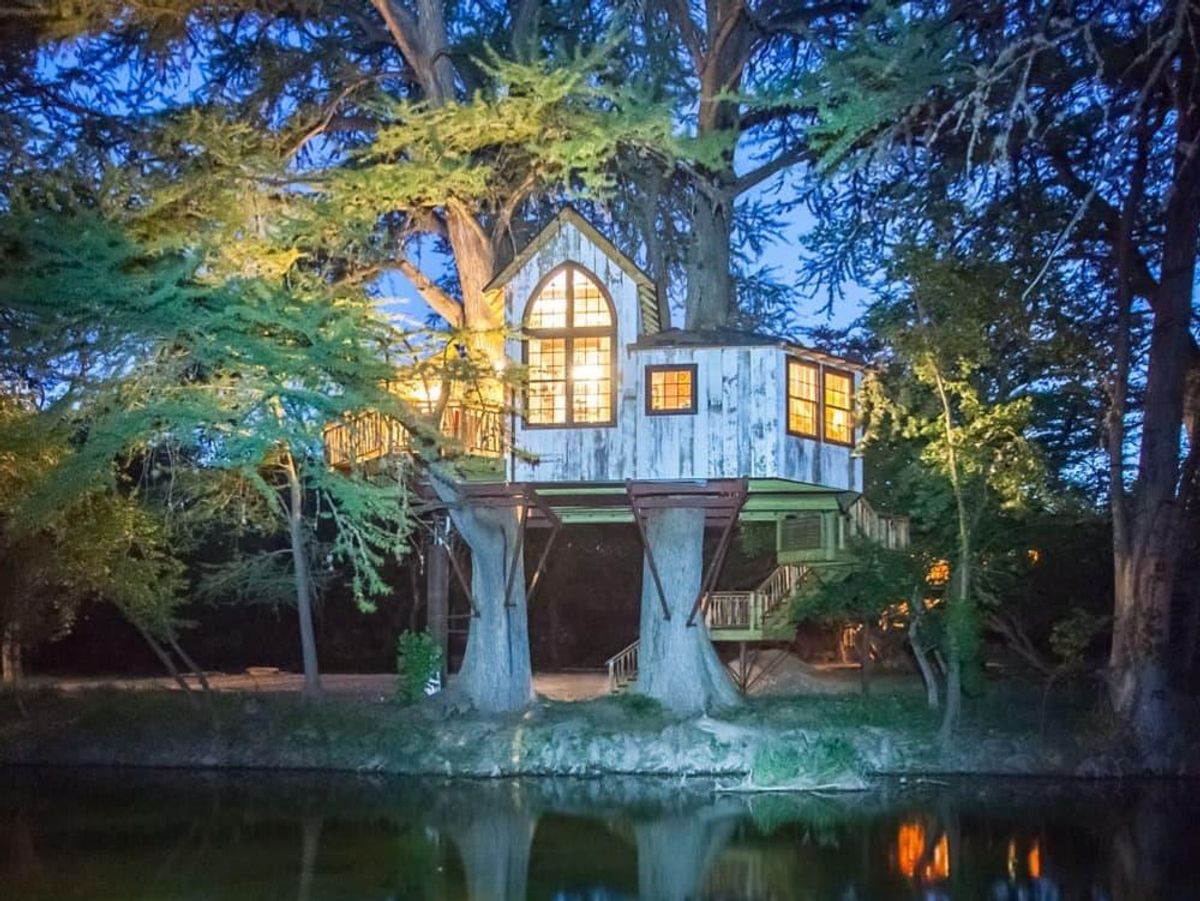 The French cathedralinspired Chapelle treehouse at Treehouse Utopia