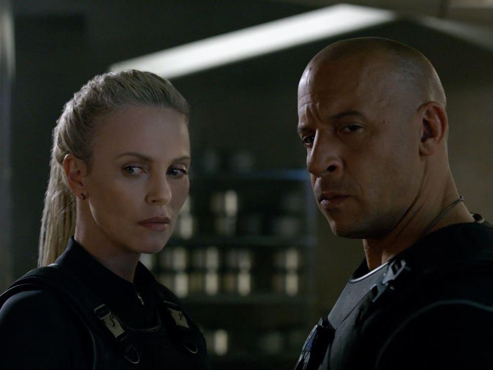 Charlize Theron and Vin Diesel in The Fate of the Furious