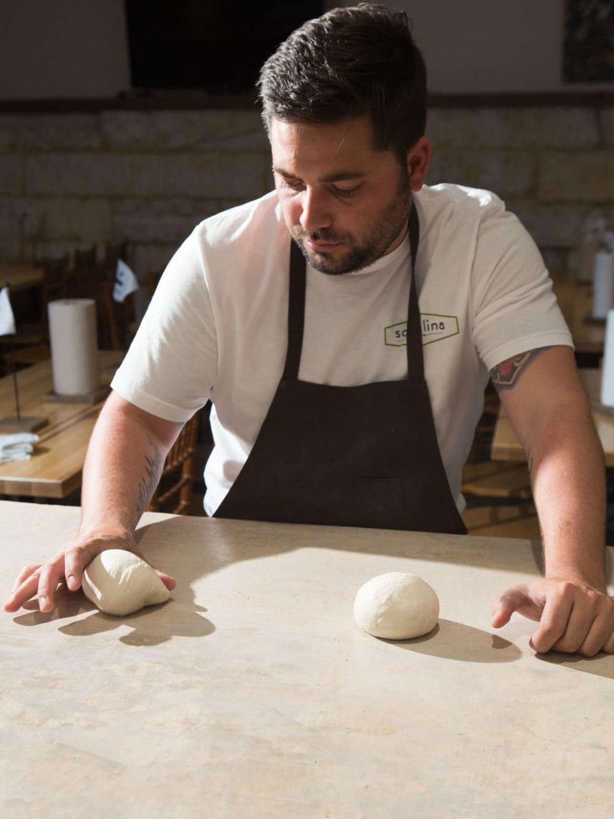 Chef de cuisine Paul Brick prepares Sorellina's house-made dough ...